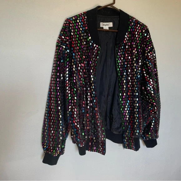 Vintage 80’s Jacket Rainbow Sequins XL. UNISEX - Picture 3 of 8